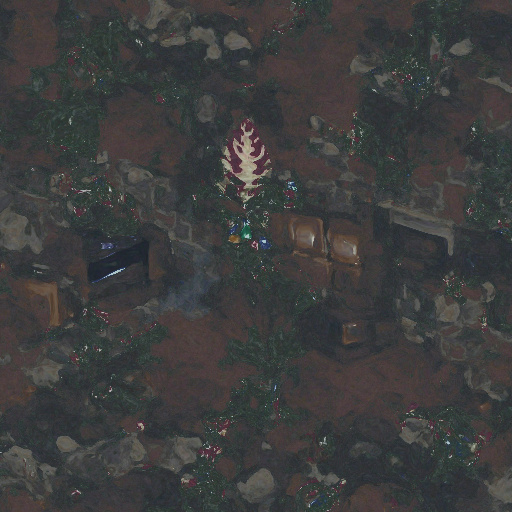 Rendering of Christmas tree next to fireplace 300th image