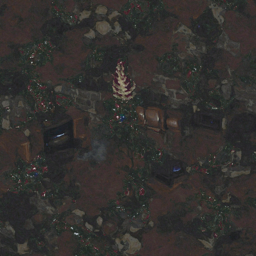 Rendering of Christmas tree next to fireplace 391th and Final image